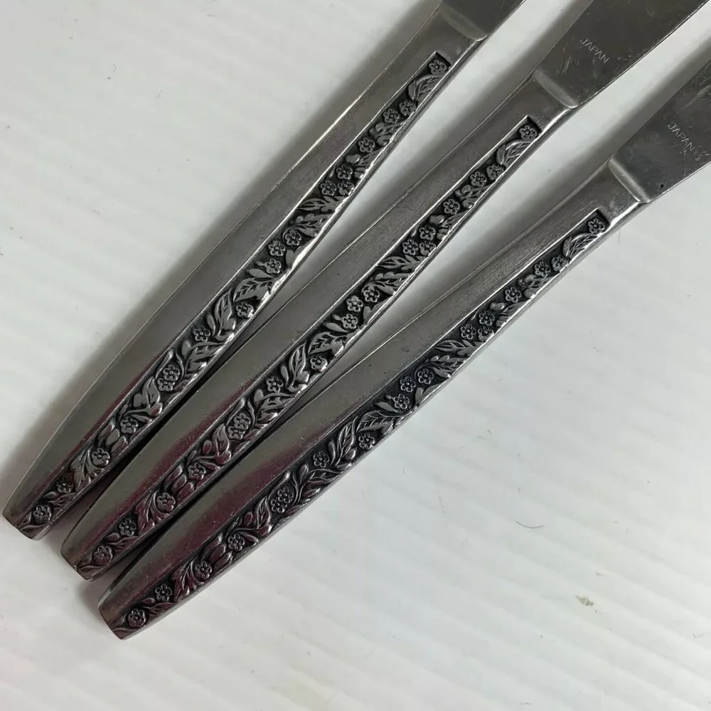 Vintage Coventry Bouquet Stainless Steel Lot of 3 Knives Flatware Japan